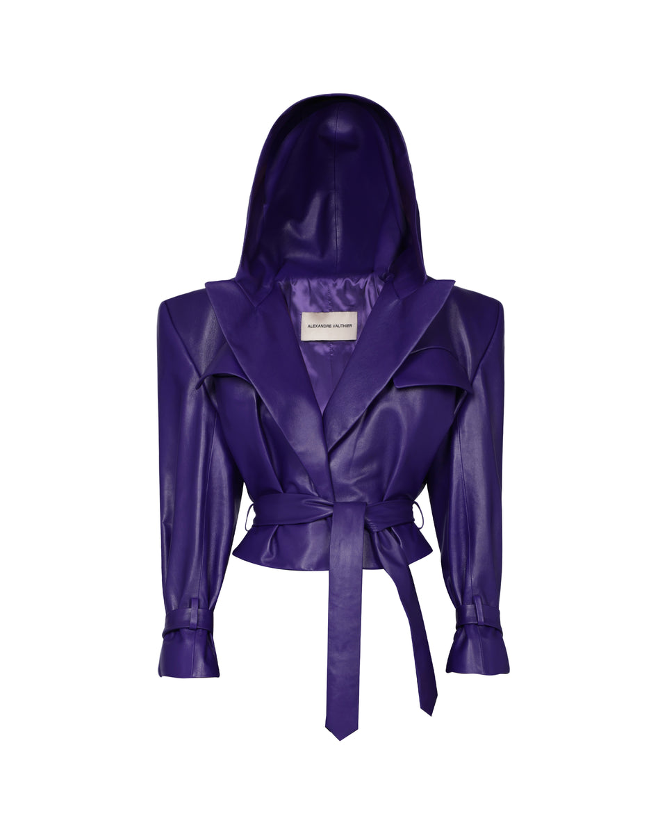 COUTURE EDIT LEATHER HOODED JACKET - Image 1