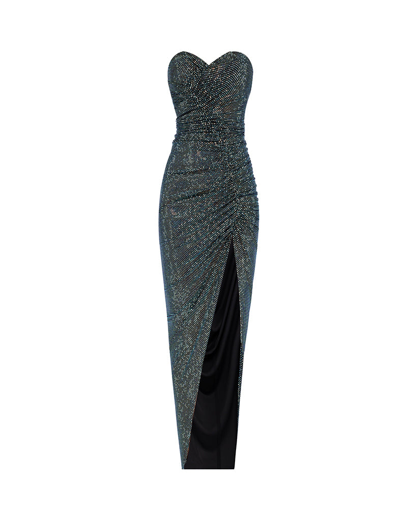 CRYSTALLIZED BUSTIER LONG DRESS - Image 1