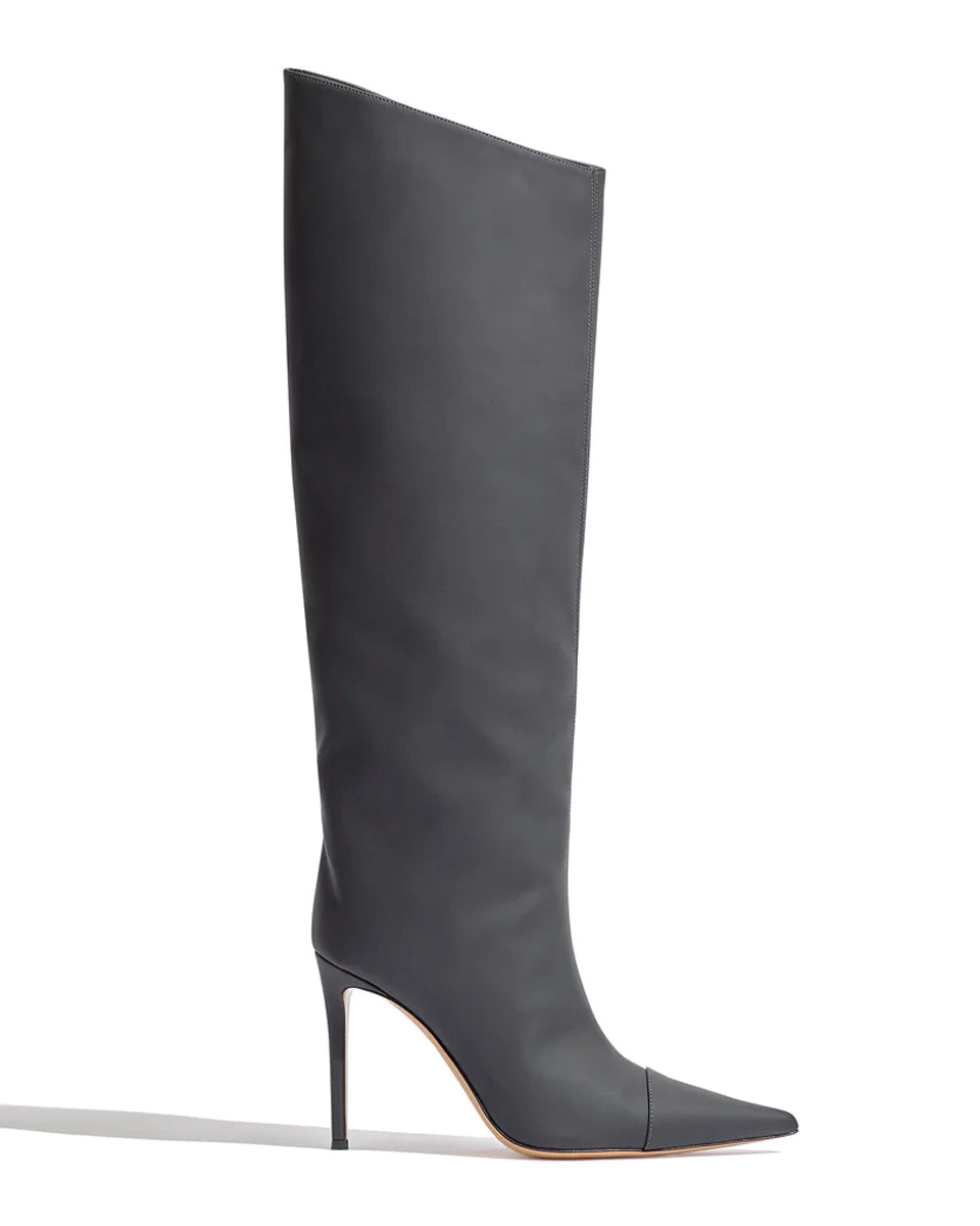 ALEX High Boots in Black Satin - Image 1