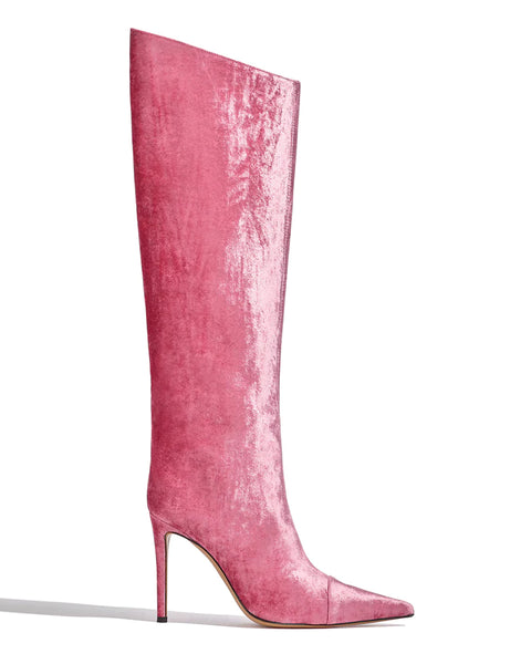 ALEX High Boots in Pink Velvet - Image 1