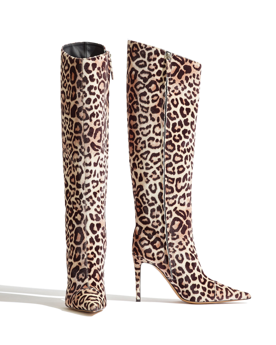 Alex High Boots in Leopard Velvet - Image 2