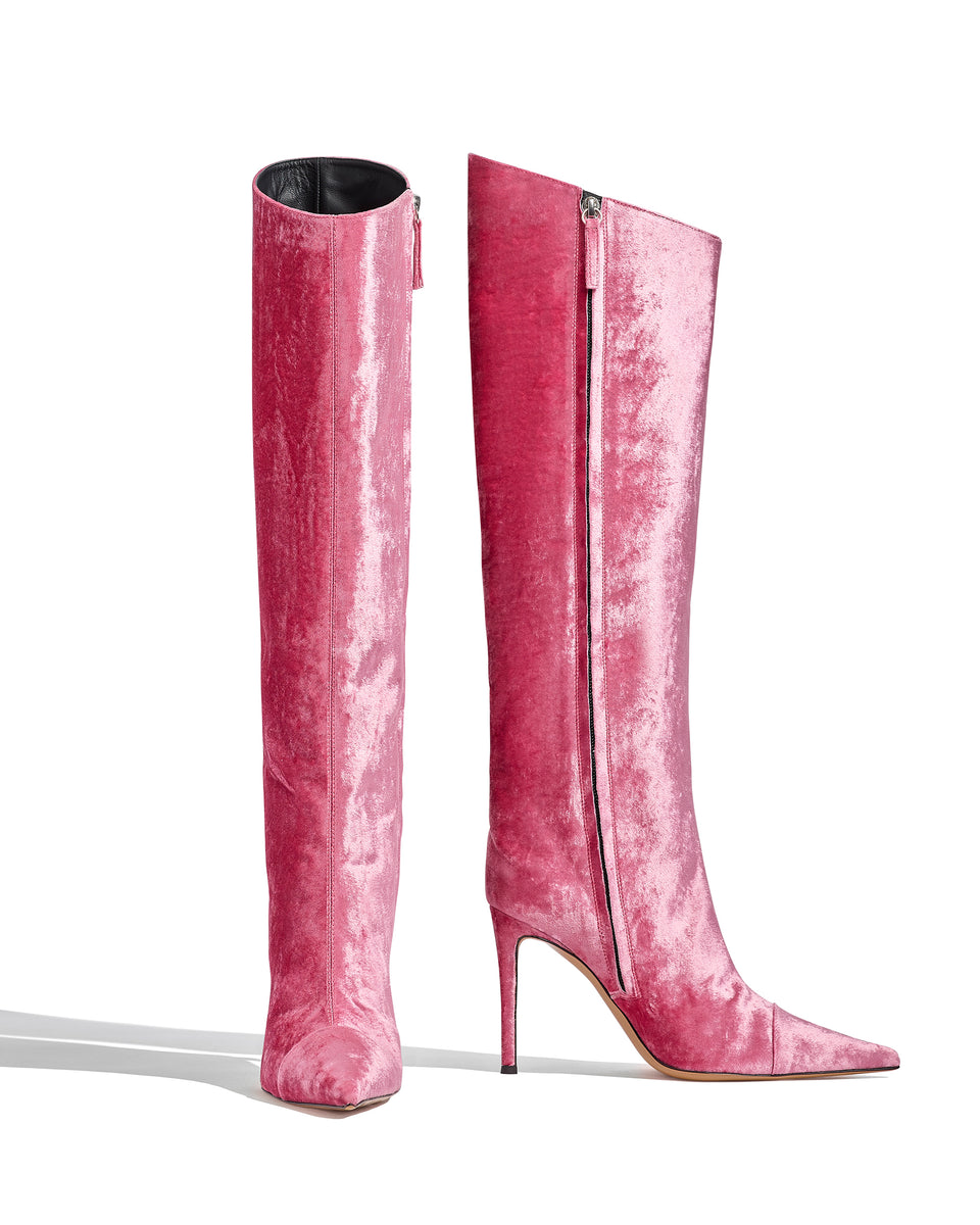 ALEX High Boots in Pink Velvet - Image 2