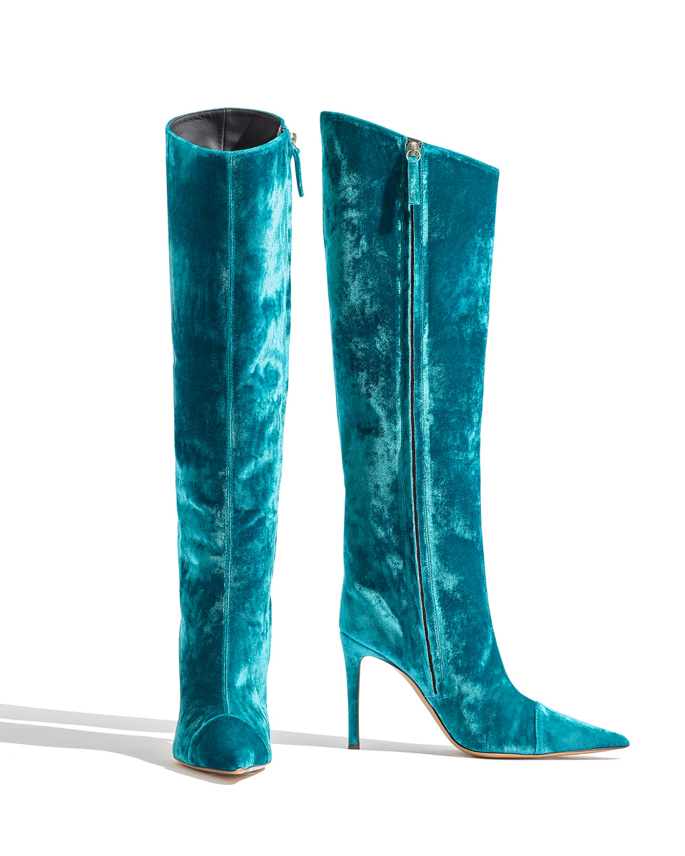 ALEX High Boots in Emerald Velvet - Image 2