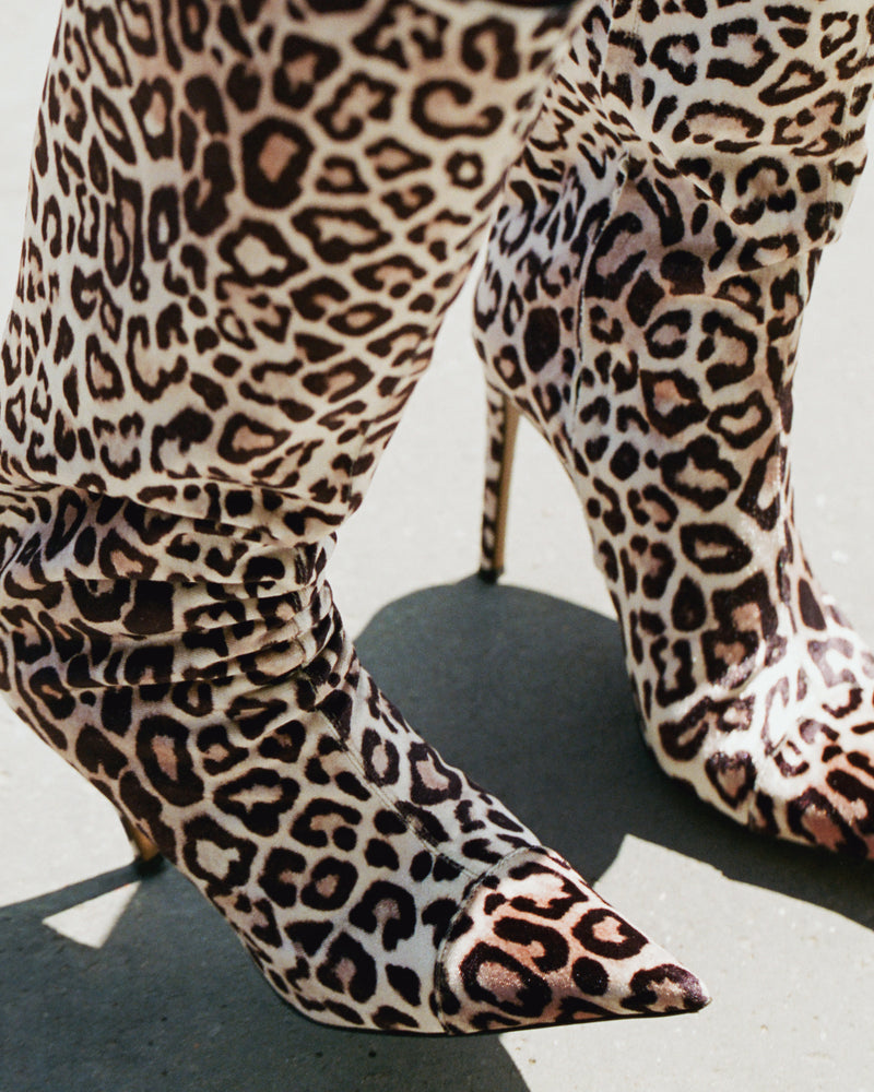 Alex High Boots in Leopard Velvet